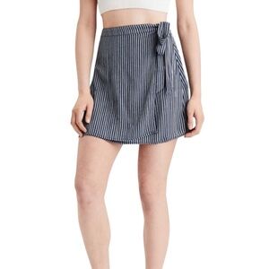 American Eagle Outfitters Navy and Gray Wrap Striped Mini Skirt Size XL - NWT